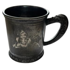 ROYAL MFG. CO. Triple Plate Flower Engraved “Lucile”Baptism Christening Cup